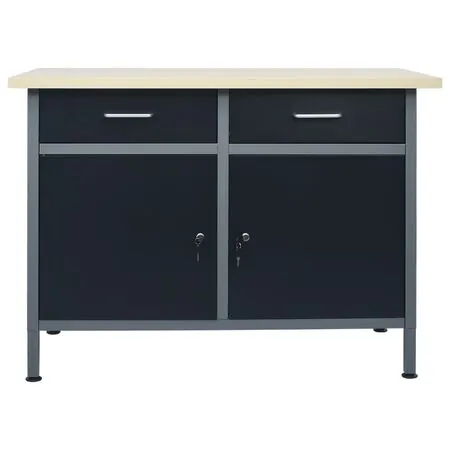  Banc de lucru, negru, 120 x 60 x 85 cm, oțel