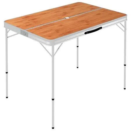  Masă de camping pliabilă cu 2 bănci, maro, aluminiu