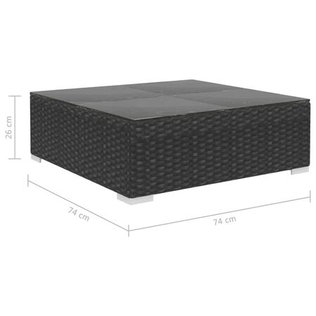  Set mobilier de grădină cu perne, 9 piese, negru, poliratan