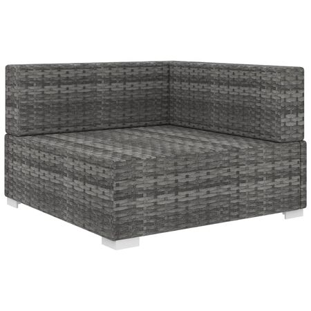  Scaun modular de colț, 1 buc., gri, poliratan, cu perne