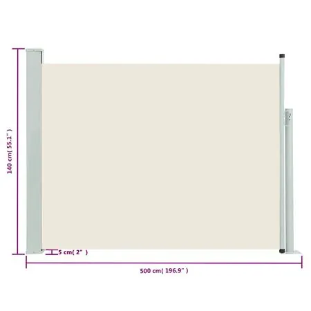  Copertină laterală retractabilă de terasă, crem, 140 x 500 cm