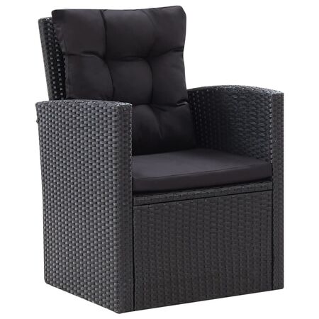  Set mobilier de grădină cu perne, 6 piese, negru, poliratan