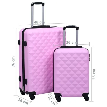  Set de valize cu carcasă rigidă, 2 piese, roz, ABS