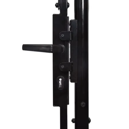  Poartă de gard cu o ușă, vârf ascuțit, negru, 1 x 1,5 m, oțel