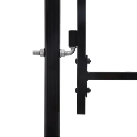  Poartă de gard cu o ușă, vârf ascuțit, negru, 1 x 1,5 m, oțel