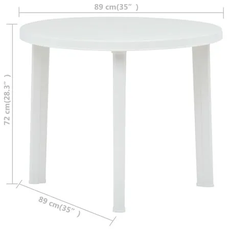  Masă de grădină, alb, 89 cm, plastic