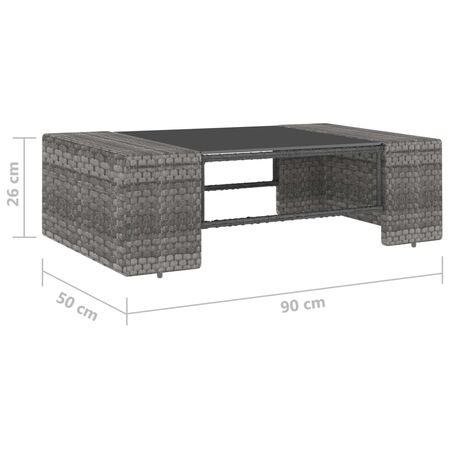  Set mobilier de grădină, 3 piese, gri, poliratan