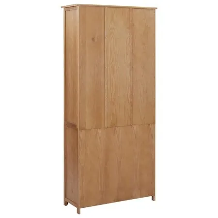  Bibliotecă cu 4 uși, 90x35x200 cm, lemn masiv stejar & sticlă