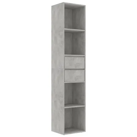  Bibliotecă, gri beton, 36x30x171 cm, lemn prelucrat