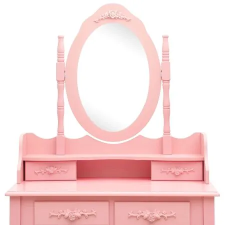  Set masă de toaletă cu taburet roz 75x69x140 cm lemn paulownia