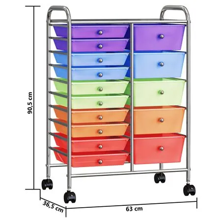  Cărucior depozitare mobil cu 15 sertare XXL multicolor plastic