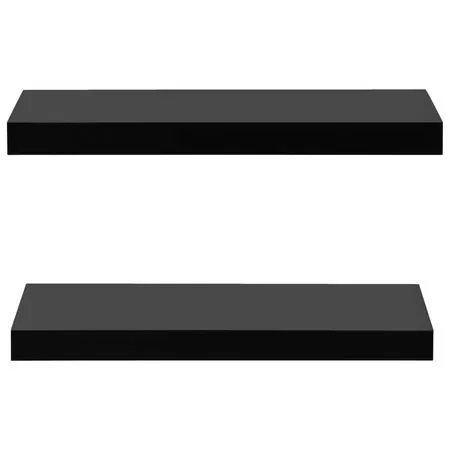  Rafturi de perete suspendate, 2 buc., negru, 40 x 20 x 3,8 cm