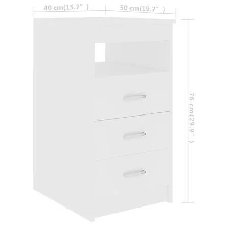  Dulap cu sertare, alb, 40x50x76 cm, lemn compozit