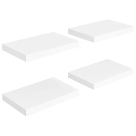  Rafturi de perete suspendate, 4 buc., alb, 40x23x3,8 cm, MDF