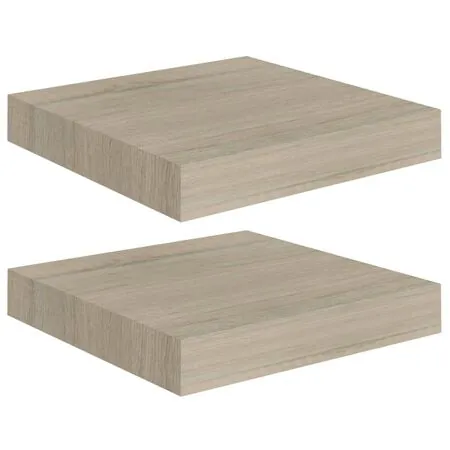  Rafturi perete suspendate, 2 buc., stejar, 23x23,5x3,8 cm, MDF