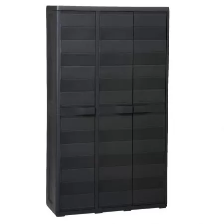  Dulap de depozitare pentru grădină, cu 4 rafturi, negru