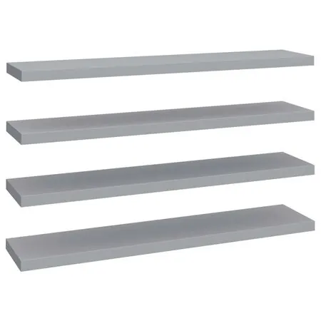 Rafturi de perete suspendate, 4 buc., gri, 120x23,5x3,8 cm, MDF