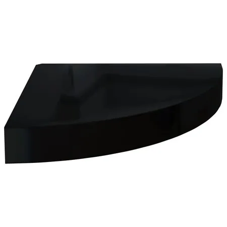  Rafturi de colț, 4 buc., negru extralucios, 25x25x3,8 cm, MDF