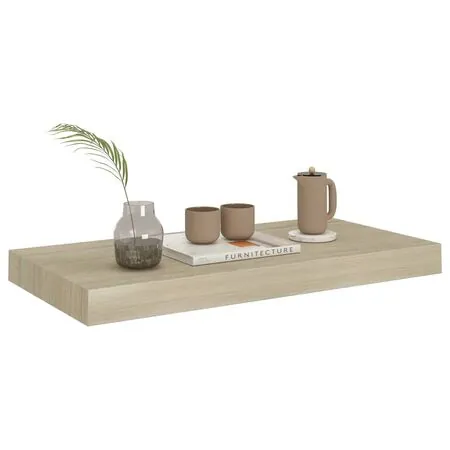  Rafturi de perete suspendate, 2 buc., stejar, 50x23x3,8 cm, MDF