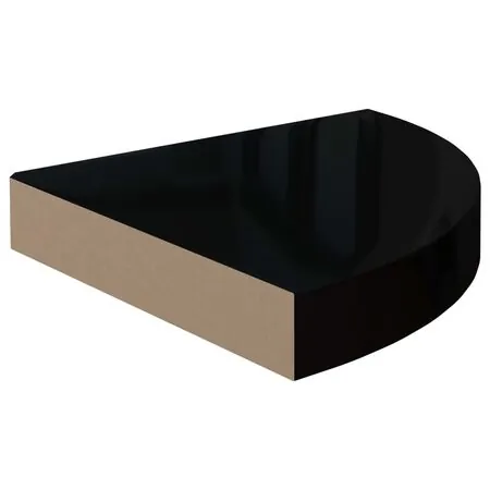  Rafturi de colț, 4 buc., negru extralucios, 25x25x3,8 cm, MDF