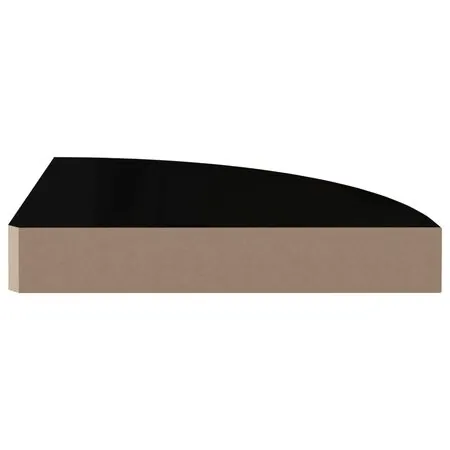  Rafturi de colț, 4 buc., negru extralucios, 25x25x3,8 cm, MDF