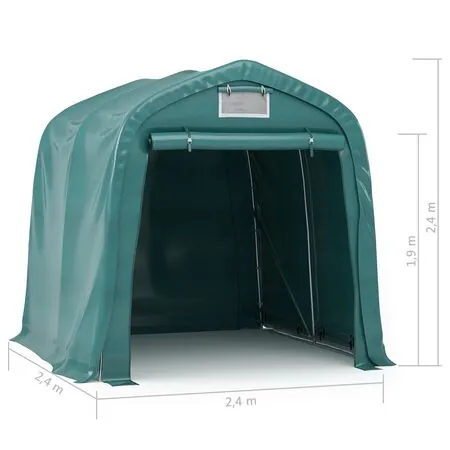  Cort de garaj, verde, 2,4 x 2,4 m, PVC