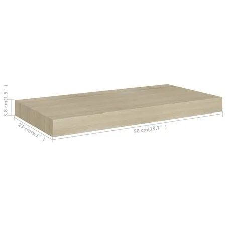  Rafturi de perete suspendate, 2 buc., stejar, 50x23x3,8 cm, MDF