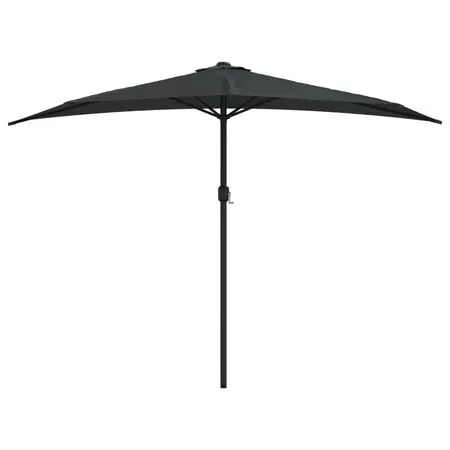  Umbrelă de balcon tijă aluminiu negru 300x155x223cm semirotund
