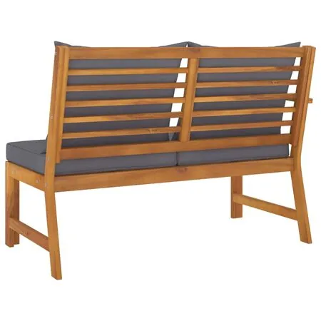 Bancă de grădină, perne gri închis, 114,5 cm, lemn masiv acacia