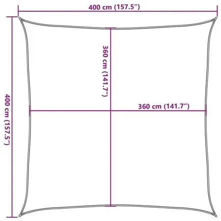  Pânză parasolar, cărămiziu, 4 x 4 m, HDPE, 160 g / m²