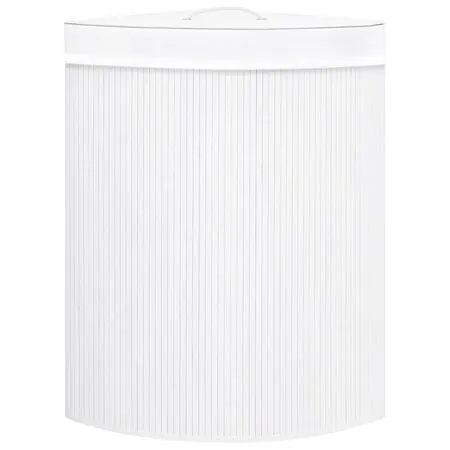 Coș de rufe din bambus de colț, alb, 60 L