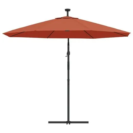  Umbrelă în consolă cu LED-uri și stâlp de oțel, cărămiziu