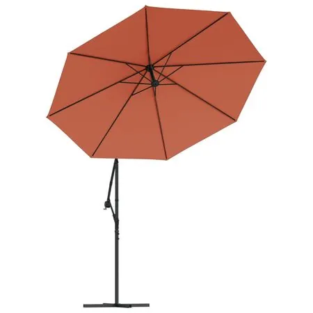  Umbrelă în consolă cu LED-uri și stâlp de oțel, cărămiziu