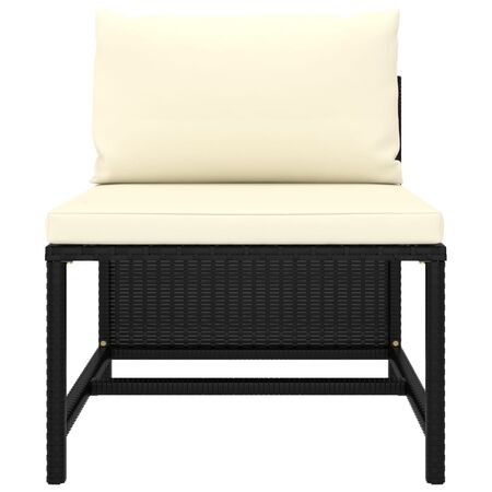  Set mobilier de grădină cu perne, 3 piese, negru, poliratan