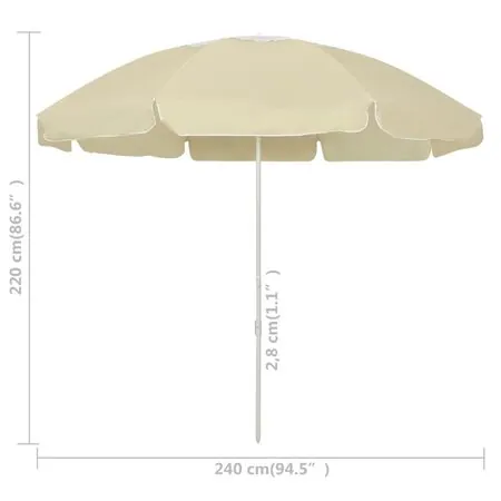  Umbrelă de soare de plajă, galben nisipiu, 240 cm