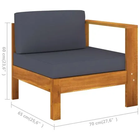  Set mobilier grădină perne gri închis, 7 piese, lemn acacia