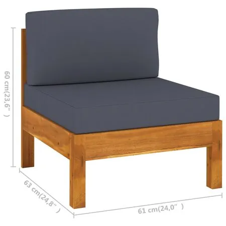  Set mobilier grădină perne gri închis, 10 piese, lemn acacia