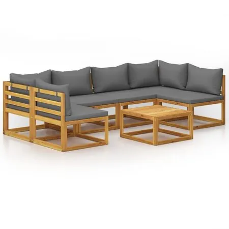  Set mobilier grădină cu perne, 7 piese, lemn masiv de acacia