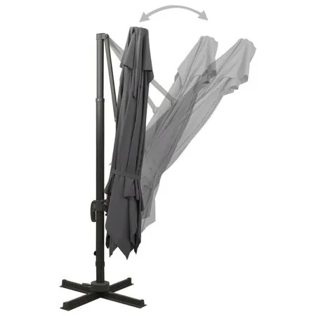  Umbrelă în consolă cu înveliș dublu, antracit, 300x300 cm