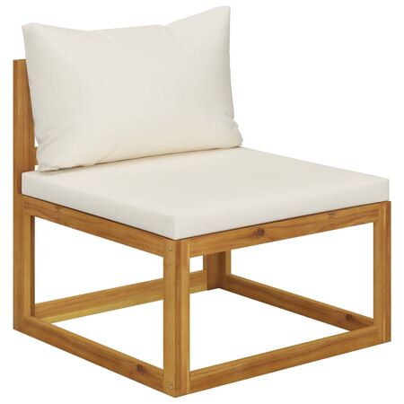  Set mobilier grădină cu perne, 6 piese, crem, lemn masiv acacia