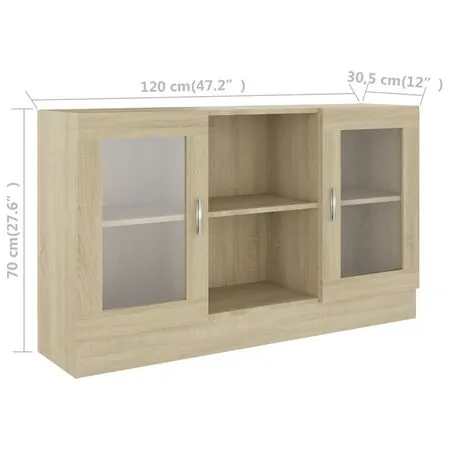  Dulap cu vitrină, stejar sonoma, 120x30,5x70 cm, lemn prelucrat