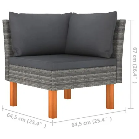  Set mobilier grădină, 3 piese, poliratan & lemn masiv eucalipt
