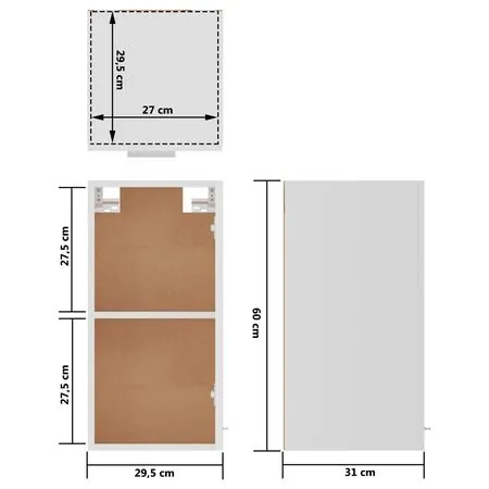  Dulap suspendat “Lyon”, alb, 29,5 x 31 x 60 cm, lemn prelucrat