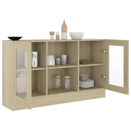  Dulap cu vitrină, stejar sonoma, 120x30,5x70 cm, lemn prelucrat