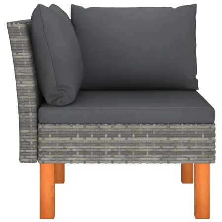  Set mobilier grădină, 3 piese, poliratan & lemn masiv eucalipt