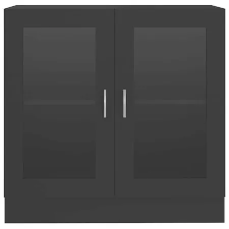  Dulap cu vitrină, negru, 82,5x30,5x80 cm, lemn prelucrat