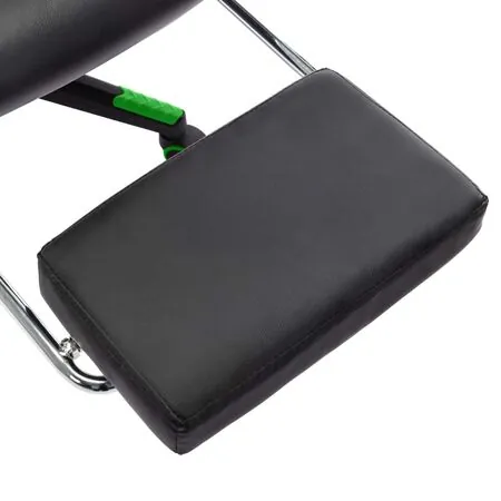  Scaun jocuri cu suport picioare, negru/verde, piele artificială