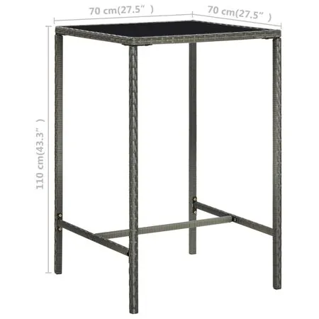  Set mobilier bar de grădină, 5 piese, gri, poliratan