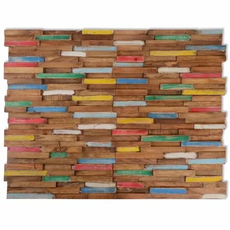  Panouri de placare pereți, 10 buc., 1,03 m², lemn masiv de tec