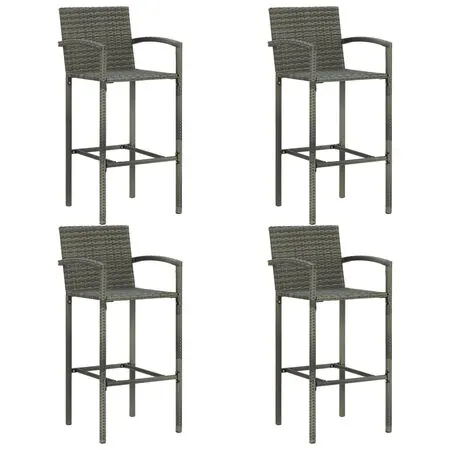  Set mobilier bar de grădină, 5 piese, gri, poliratan